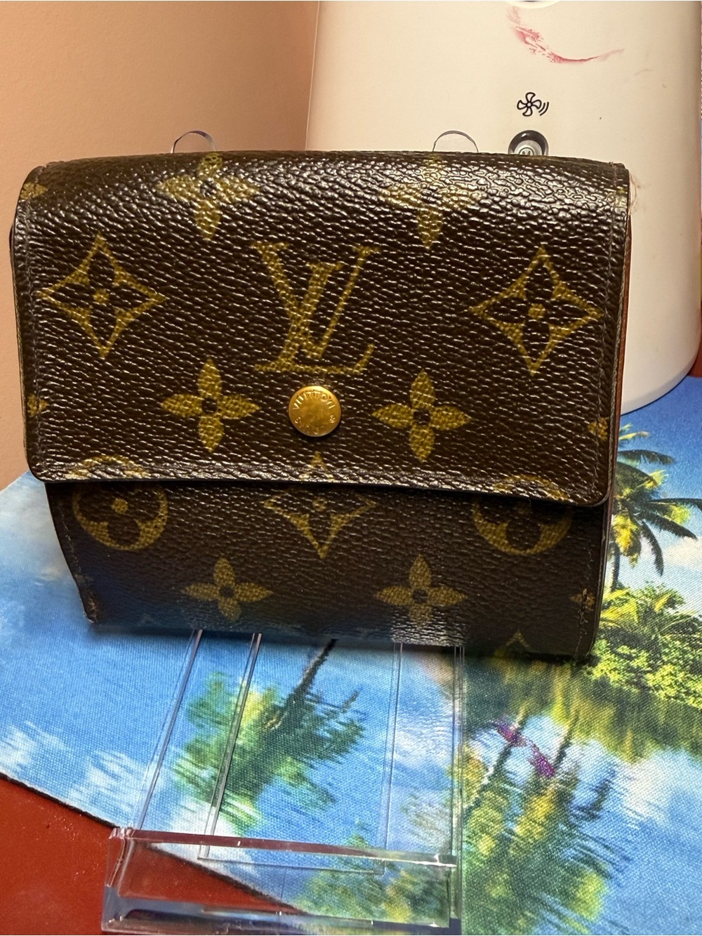 Louis Vuitton Brown Monogram Compact Wallet with Gold Accents